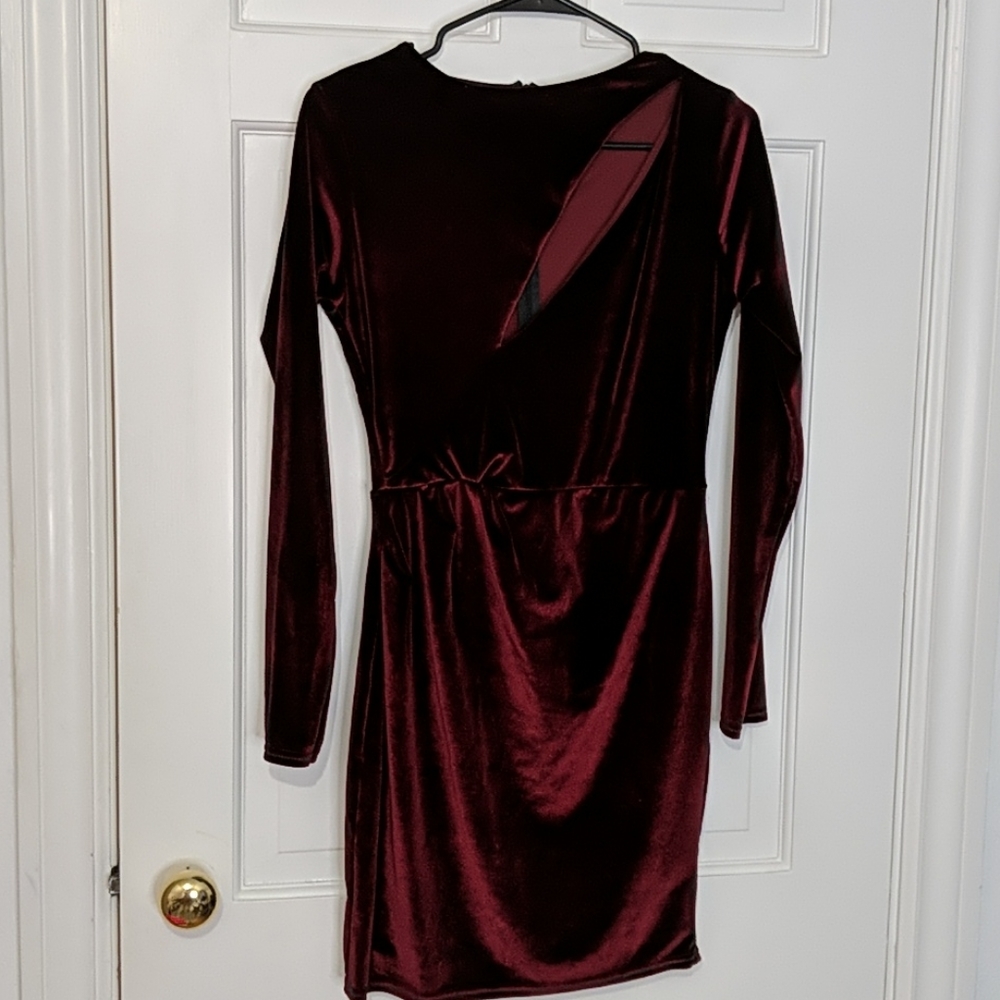 Burgundy velvet cocktail dress